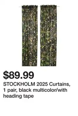 Ikea STOCKHOLM 2025 Curtains, 1 pair, black multicolor/with heading tape offer
