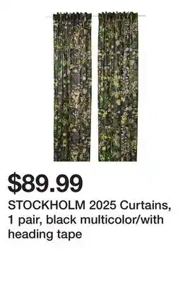 Ikea STOCKHOLM 2025 Curtains, 1 pair, black multicolor/with heading tape offer