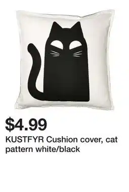 Ikea KUSTFYR Cushion cover, cat pattern white/black offer