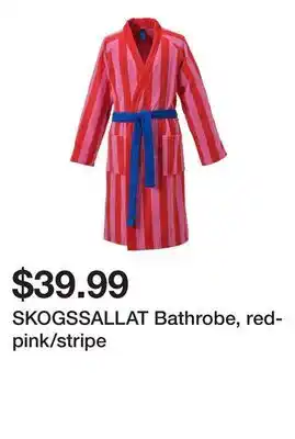 Ikea SKOGSSALLAT Bathrobe, red-pink/stripe offer