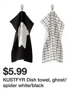Ikea KUSTFYR Dish towel, ghost/spider white/black offer
