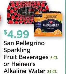 Heinen's San Pellegrino Sparkling Fruit Beverages 6 CT. or Heinen's Alkaline Water 24 CT offer