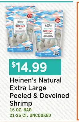 Heinen's Heinen's Natural Extra Large Peeled & Deveined Shrimp offer