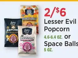 Heinen's Lesser Evil Popcorn 4.6-6.4 OZ. or Space Balls 5 OZ offer