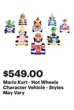 Best Buy Mario Kart - Hot Wheels Character Vehicle - Styles May Vary offer