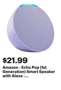 Best Buy Amazon - Echo Pop (1st Generation) Smart Speaker with Alexa - Lavender Bloom offer