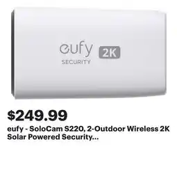 Best Buy eufy - SoloCam S220, 2-Outdoor Wireless 2K Solar Powered Security Cameras with Homebase 3 - White offer