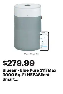 Best Buy Blueair - Blue Pure 211i Max 3000 Sq. Ft HEPASilent Smart Extra-Large Room Air Purifier - White/Gray offer