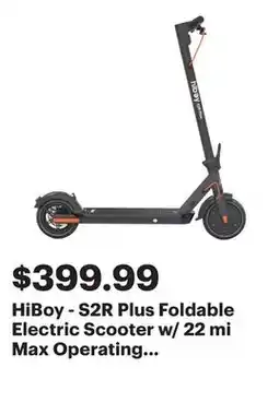Best Buy HiBoy - S2R Plus Foldable Electric Scooter w/ 22 mi Max Operating Range & 19 mph Max Speed - Black offer