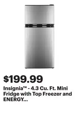 Best Buy Insignia - 4.3 Cu. Ft. Mini Fridge with Top Freezer and ENERGY STAR Certification - Stainless steel offer