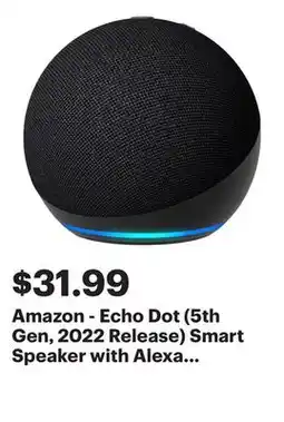 Best Buy Amazon - Echo Dot (5th Gen, 2022 Release) Smart Speaker with Alexa - Charcoal offer