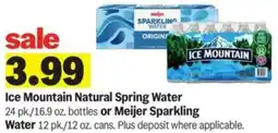 Meijer Ice mountain natural spring water or meijer sparkling water offer