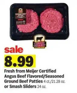 Meijer Fresh from meijer certified angus beef flavored seasoned ground beef patties or smash sliders offer