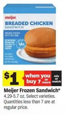 Meijer Meijer frozen sandwich offer