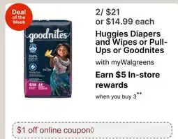 Walgreens Huggies Diapers and Wipes or Pull-Ups or Goodnites offer