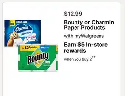 Walgreens Bounty or Charmin Paper Products offer