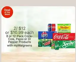 Walgreens 8 or 12-Pack Coca-Cola, Pepsi or Dr Pepper Products offer