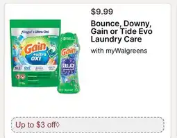 Walgreens Bounce, Downy, Gain or Tide Evo Laundry Care offer