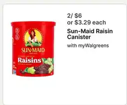 Walgreens Sun-Maid Raisin Canister offer