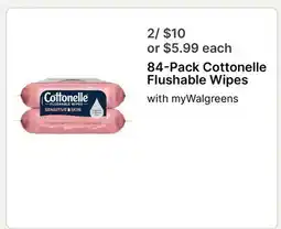 Walgreens 84-Pack Cottonelle Flushable Wipes offer