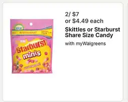 Walgreens Skittles or Starburst Share Size Candy offer