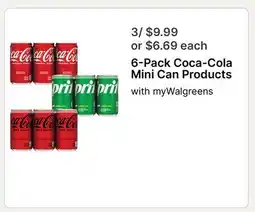 Walgreens 6-Pack Coca-Cola Mini Can Products offer