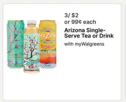 Walgreens Arizona Single-Serve Tea or Drink offer