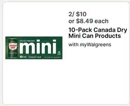 Walgreens 10-Pack Canada Dry Mini Can Products offer
