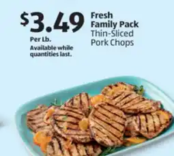 Aldi Fresh Family Pack Thin-Sliced Pork Chops offer
