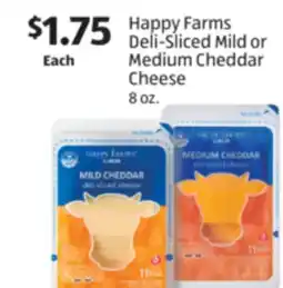 Aldi Happy Farms Deli-Sliced Mild or Medium Cheddar Cheese offer