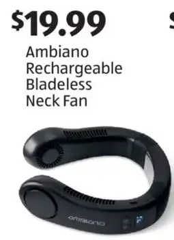 Aldi Ambiano Rechargeable Bladeless Neck Fan offer
