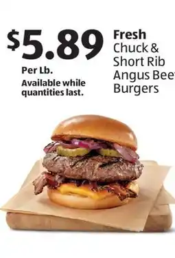Aldi Fresh Chuck & Short Rib Angus Beef Burgers offer