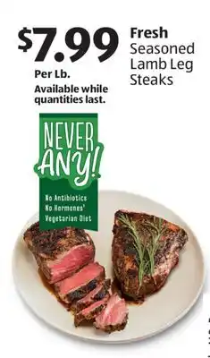 Aldi Fresh Seasoned Lamb Leg Steaks offer