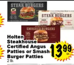 Superior Grocers Holten Steakhouse Certified Angus Patties or Smash Burger Patties offer