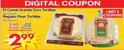 Superior Grocers El Comal Grande Corn Tortillas 30 Count., Regular Flour Tortillas 20 Count offer