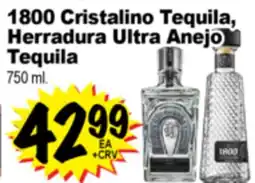 Superior Grocers 1800 Cristalino Tequila, Herradura Ultra offer