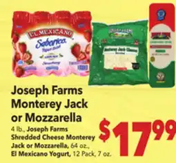 Vallarta Supermarkets Joseph Farms Monterey Jack or Mozzarella offer