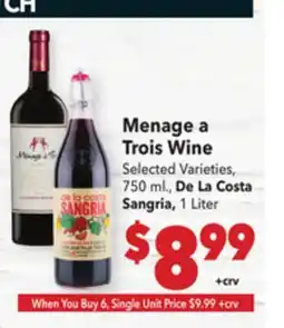 Vallarta Supermarkets Menage a Trois Wine offer