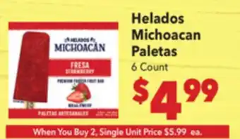 Vallarta Supermarkets Helados Michoacan Paletas offer
