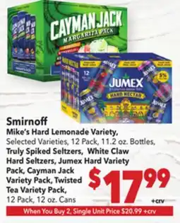 Vallarta Supermarkets Smirnoff Mike's Hard Lemonade Variety, Selected Varieties, 12 Pack offer