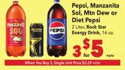 Vallarta Supermarkets Pepsi, Manzanita Sol, Mtn Dew or Diet Pepsi offer