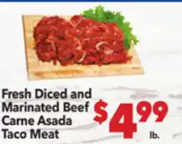 Vallarta Supermarkets Fresh Diced and Marinated Beef Carne Asada Taco Meat offer