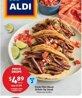Aldi Fresh Thin Sliced Sirloin Tip Steak offer