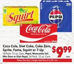 Vallarta Supermarkets Coca Cola, Diet Coke, Coke Zero, Sprite, Fanta, Squirt or 7-Up Manzanita offer