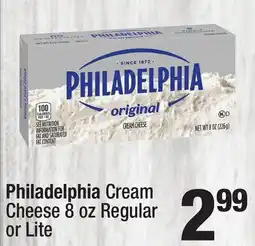 Super King Markets Philadelphia Cream Cheese 8 oz Regular or Lite offer
