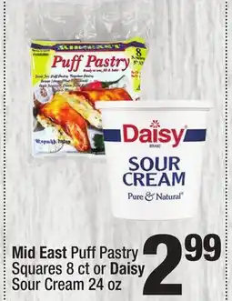 Super King Markets Mid East Puff Pastry Squares 8 ct or Daisy Sour Cream 24 oz offer