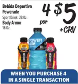 El Super Powerade Sport Drink, 28Oz. Body Armor 16Oz offer