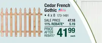 Menards Cedar French Gothic offer