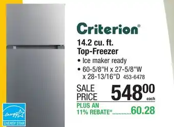 Menards 14.2 cu. ft. Top-Freezer offer