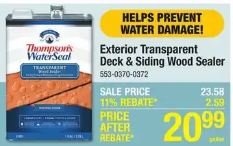 Menards Exterior Transparent Deck & Siding Wood Sealer offer